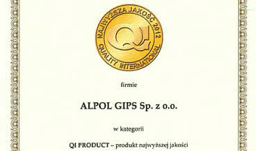 Alpol ze Złotym Godłem Najwyższa Jakość Quality International 2012
